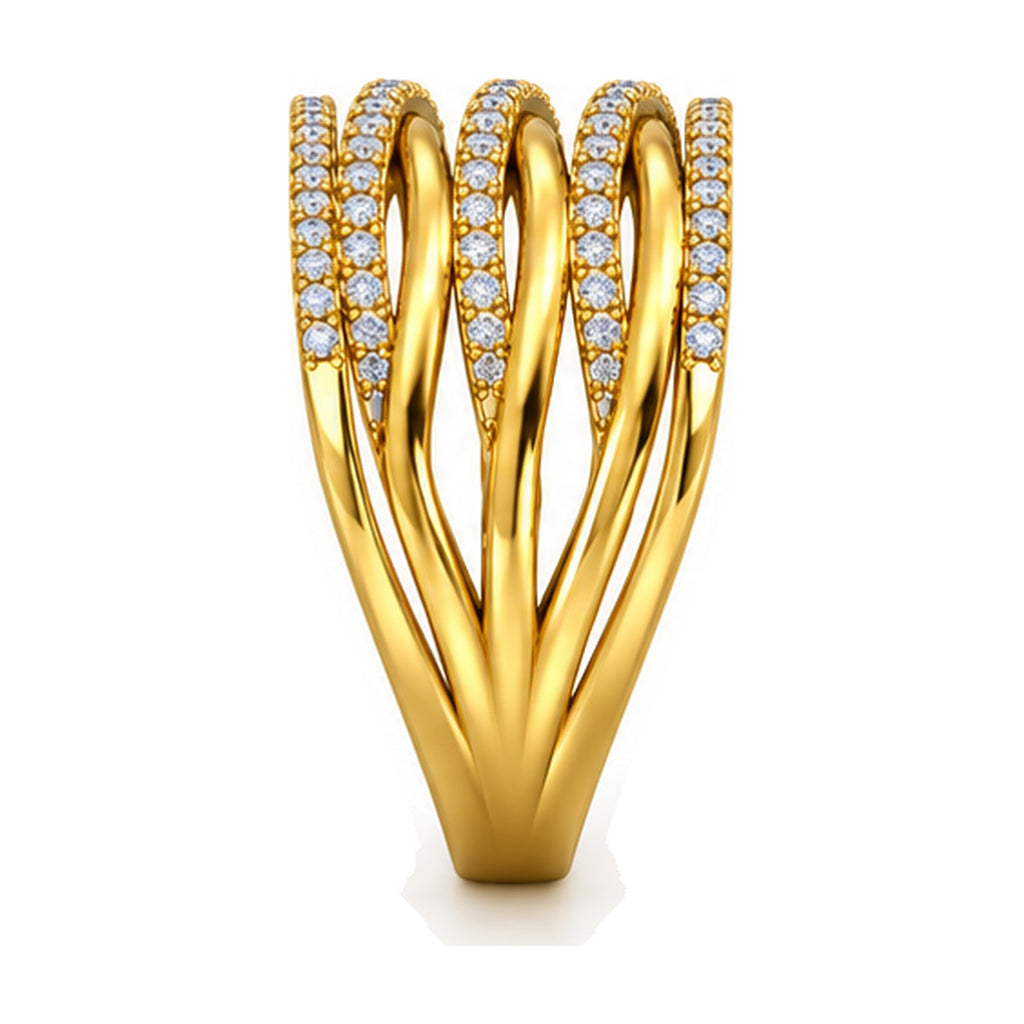 Multi-Row Crossover Pavé Wide Band Ring, 0.30 ct side view