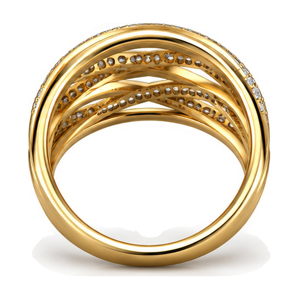 Multi-Row Crossover Milgrain Wide Band Ring, 0.21 ct back view