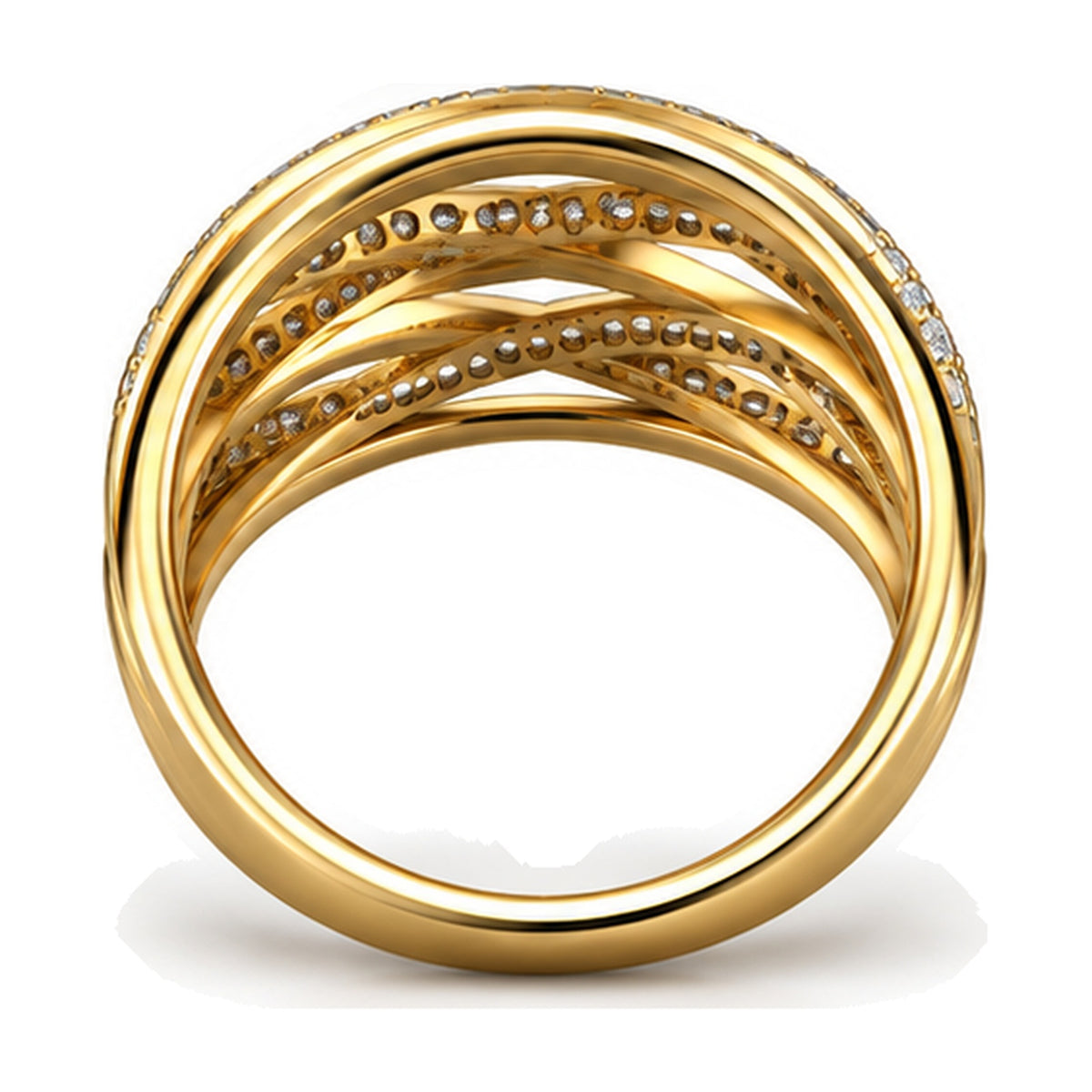 Multi-Row Crossover Milgrain Wide Band Ring, 0.21 ct back view