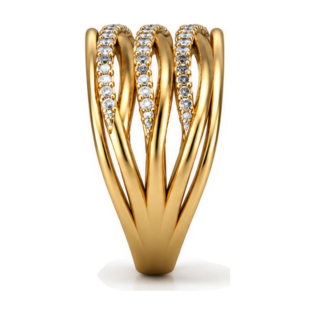 Multi-Row Crossover Milgrain Wide Band Ring, 0.21 ct side view
