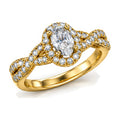 Oval Halo Twist Shank Engagement Ring, 1.00 ct TW angle view