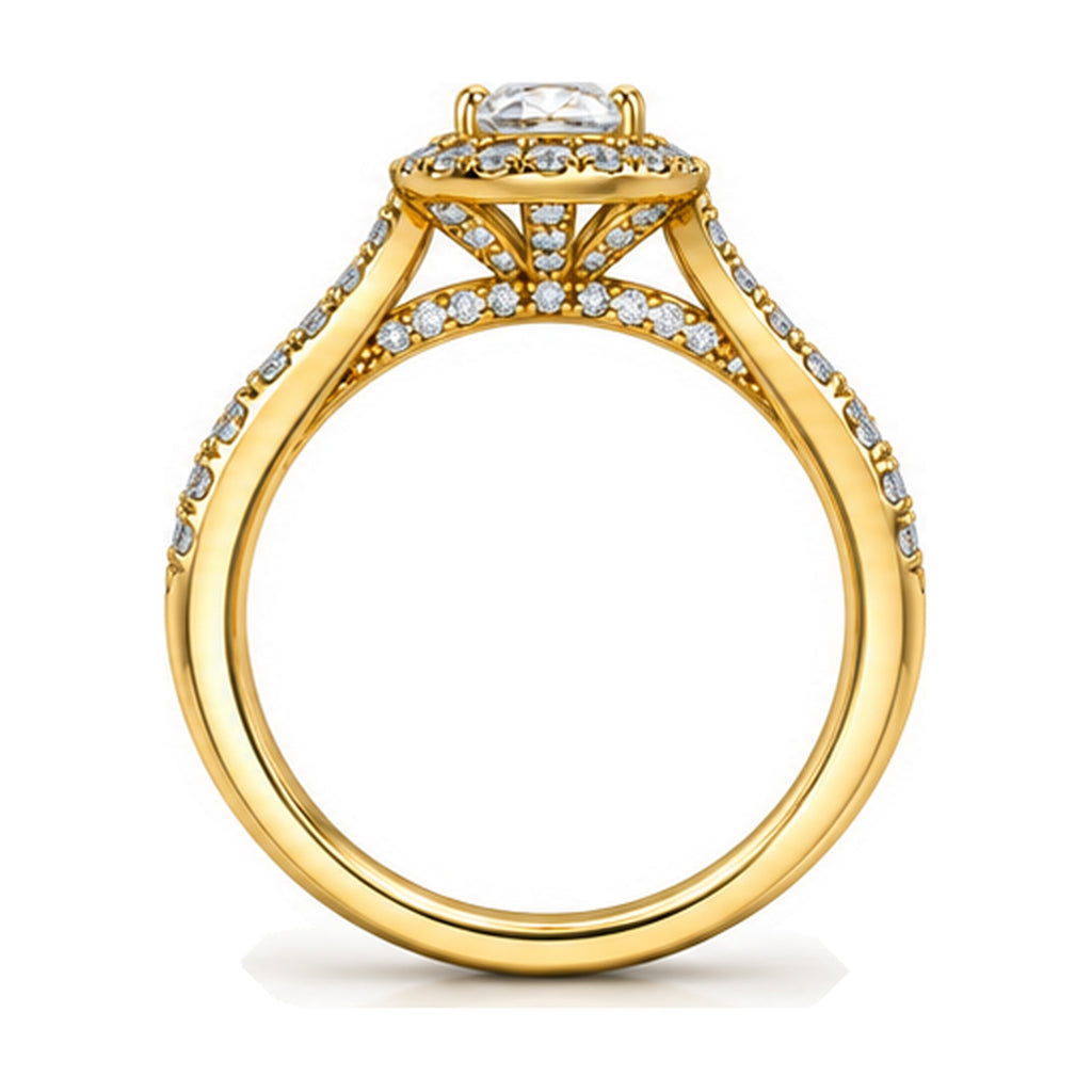 Oval Halo Twist Shank Engagement Ring, 1.00 ct TW back view