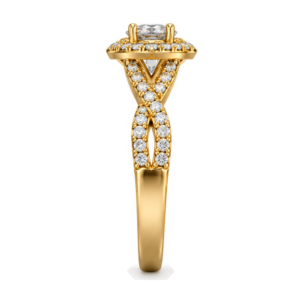 Oval Marquise Halo Twist Shank Engagement Ring, 1.00 ct TW side view