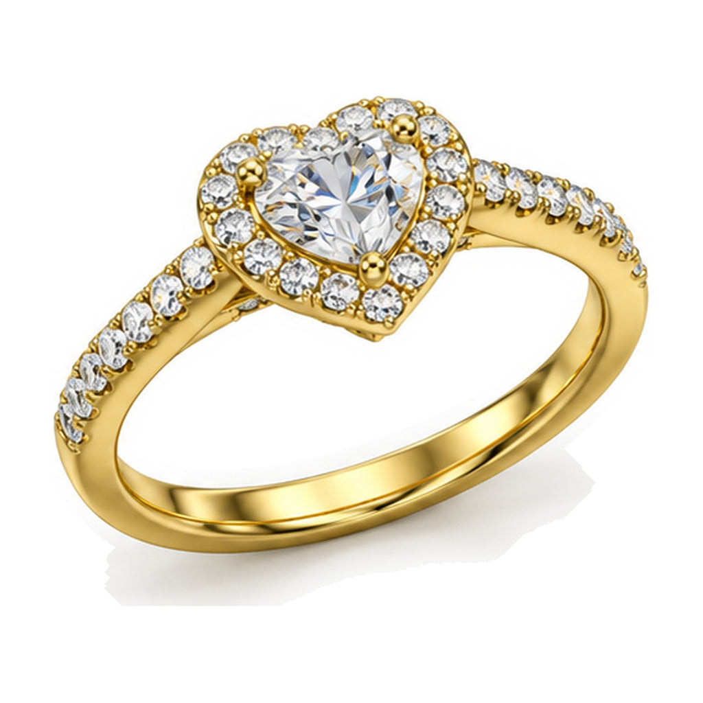 Heart Halo Pavé Engagement Ring, 1.26 ct TW angle view