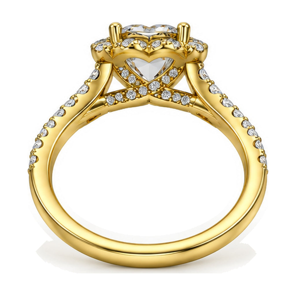 Heart Halo Pavé Engagement Ring, 1.26 ct TW back view