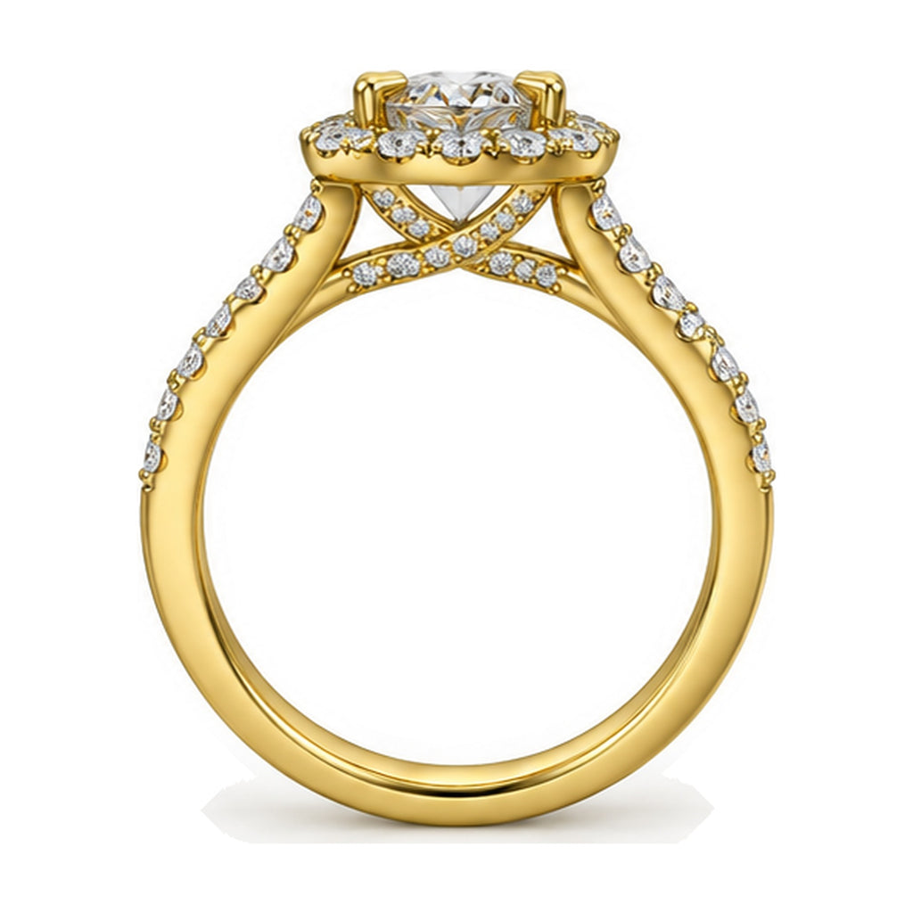Heart Halo Pavé Engagement Ring, 1.26 ct TW side view