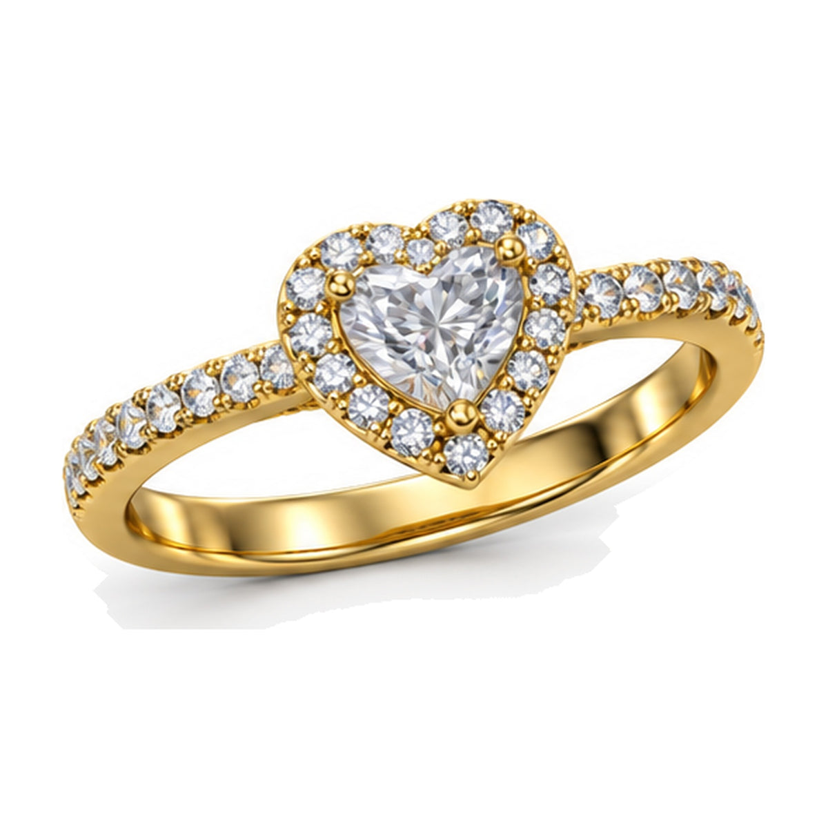 Heart Halo Pavé Engagement Ring, 1.00 ct TW angle view