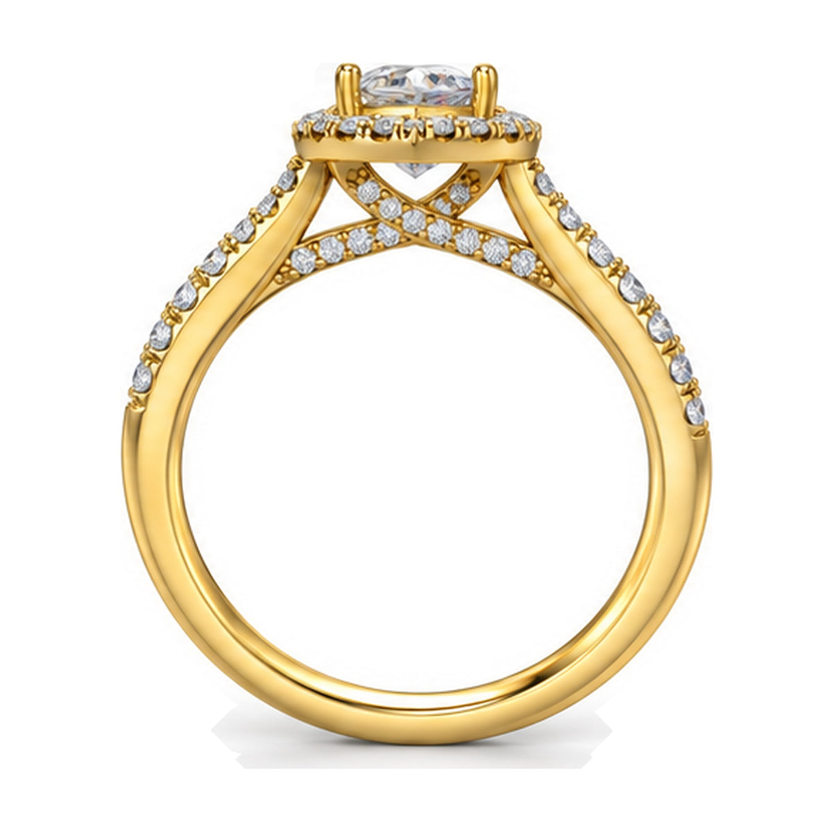 Heart Halo Pavé Engagement Ring, 1.00 ct TW back view