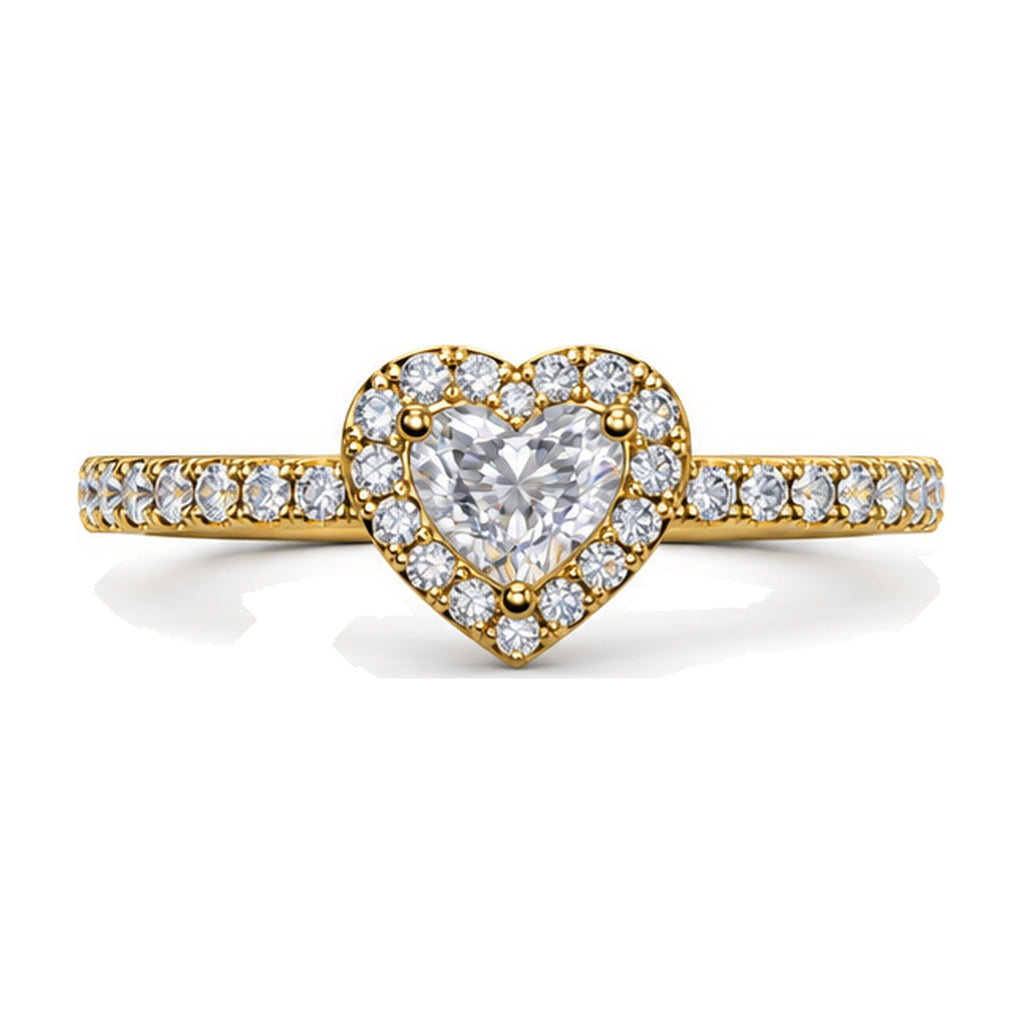Heart Halo Pavé Engagement Ring, 1.00 ct TW front view