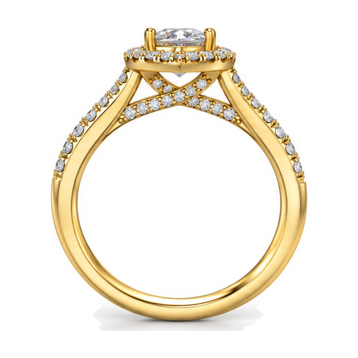 Heart Halo Pavé Engagement Ring, 1.00 ct TW side view