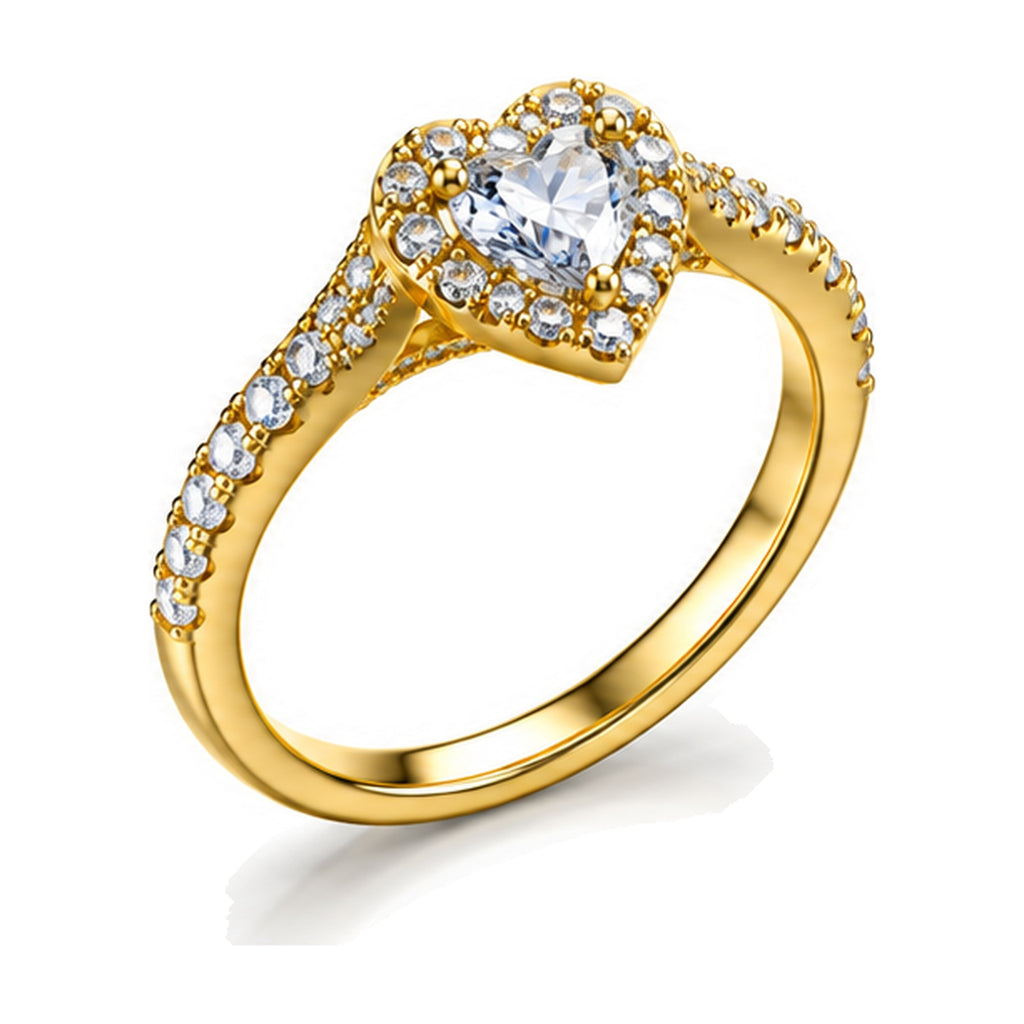 Heart Halo Split Shank Engagement Ring, 1.00 ct TW angle view