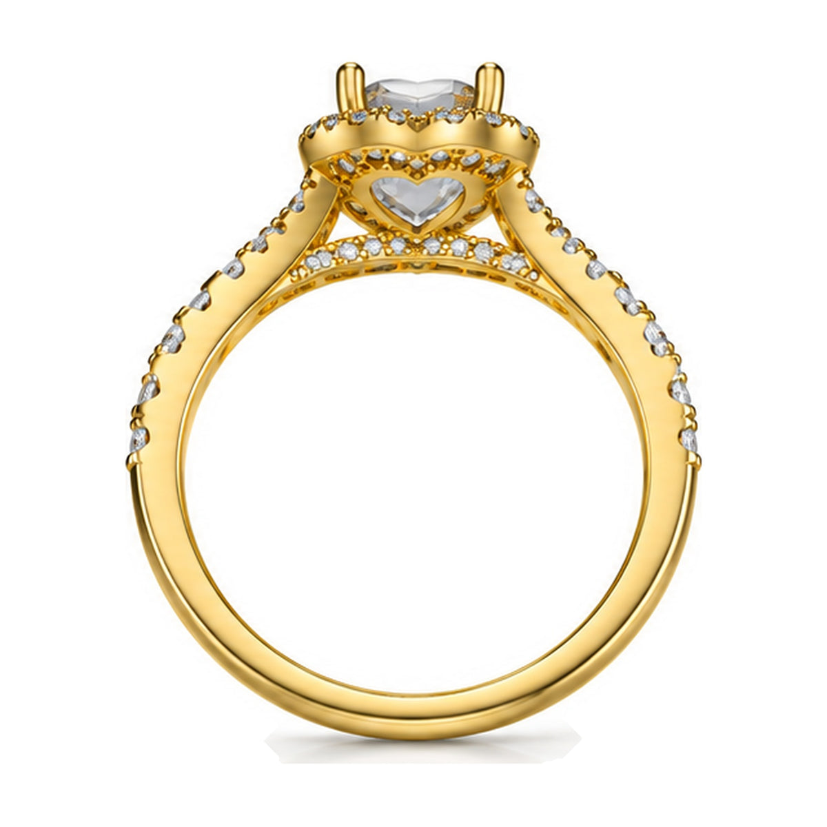 Heart Halo Split Shank Engagement Ring, 1.00 ct TW back view
