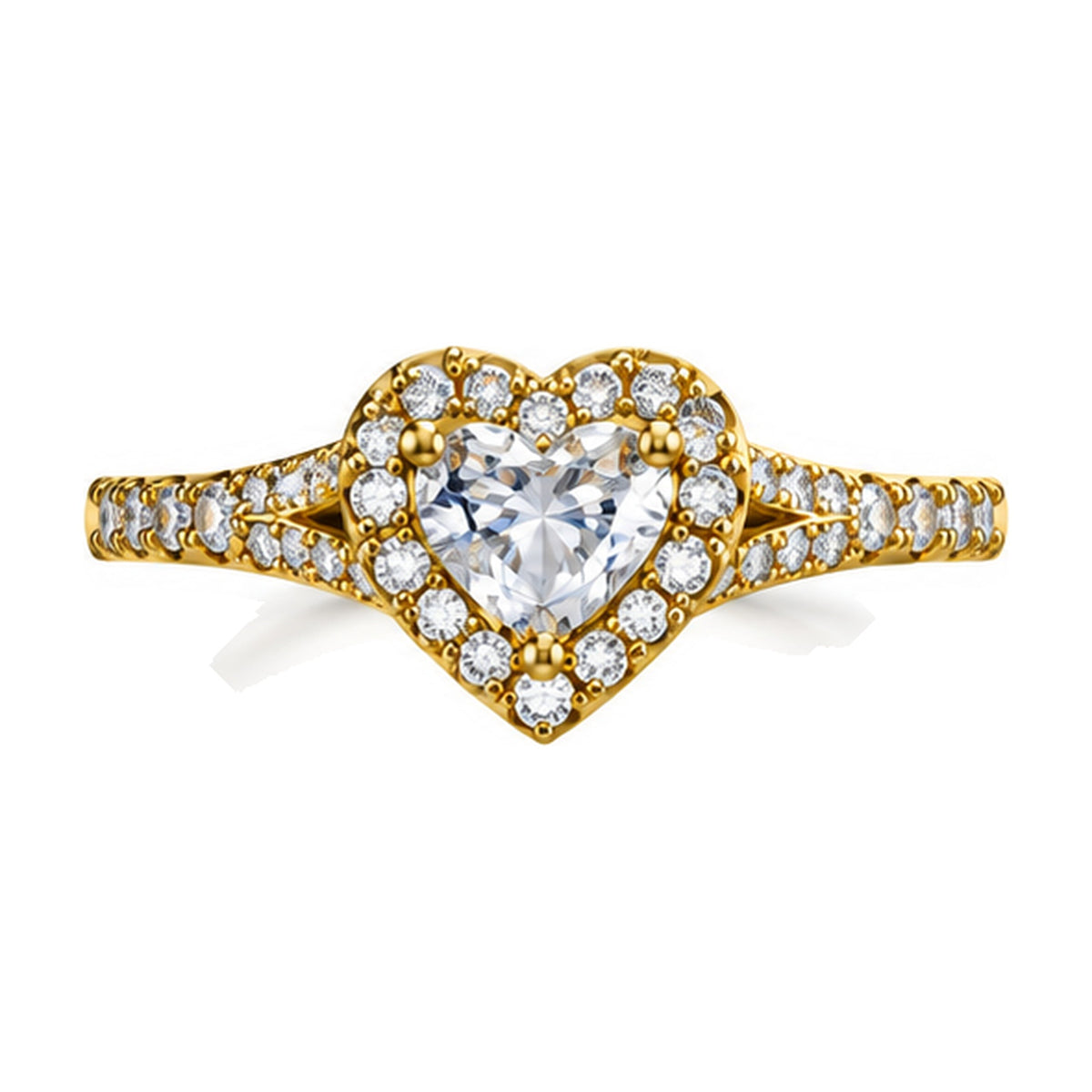 Heart Halo Split Shank Engagement Ring, 1.00 ct TW front view