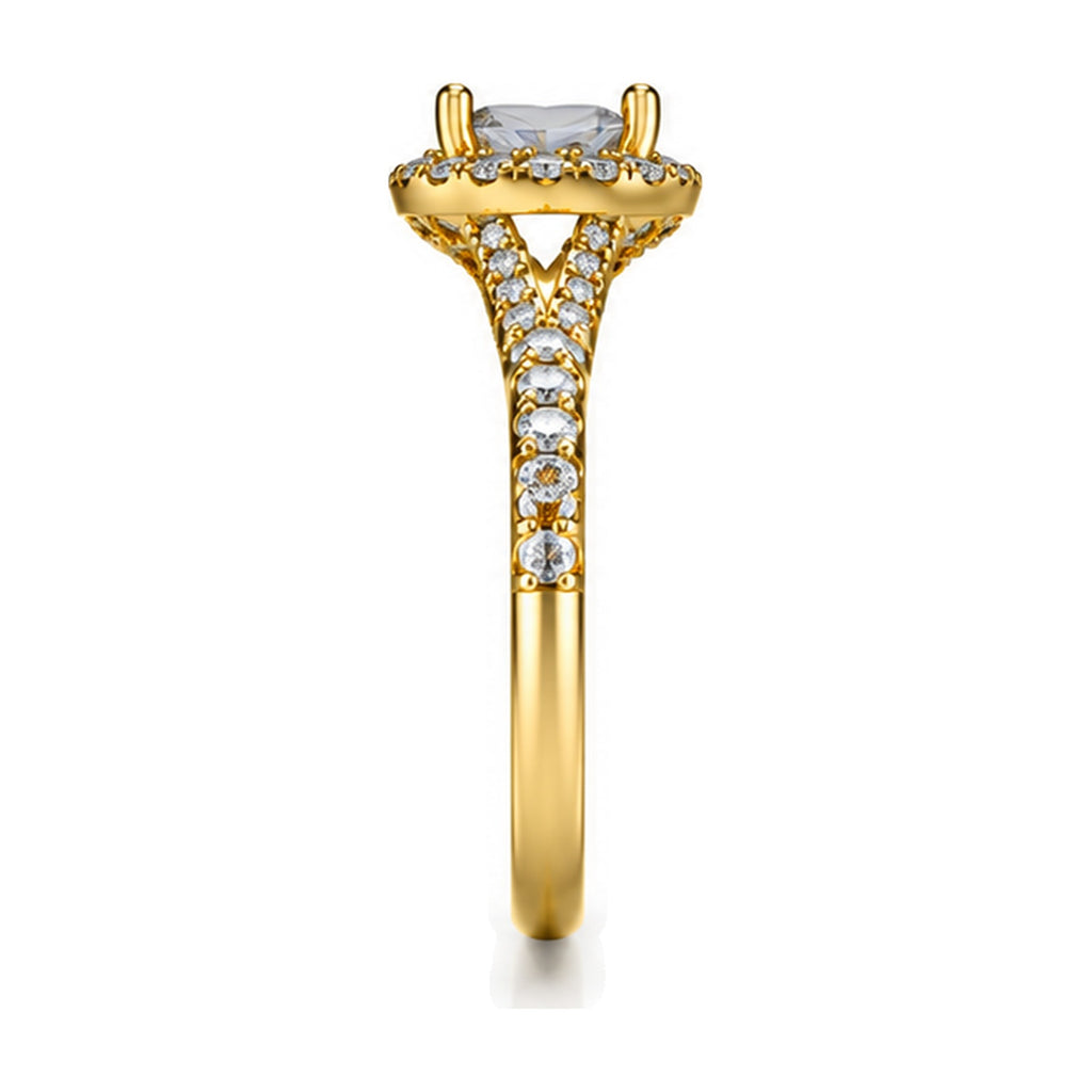 Heart Halo Split Shank Engagement Ring, 1.00 ct TW side view