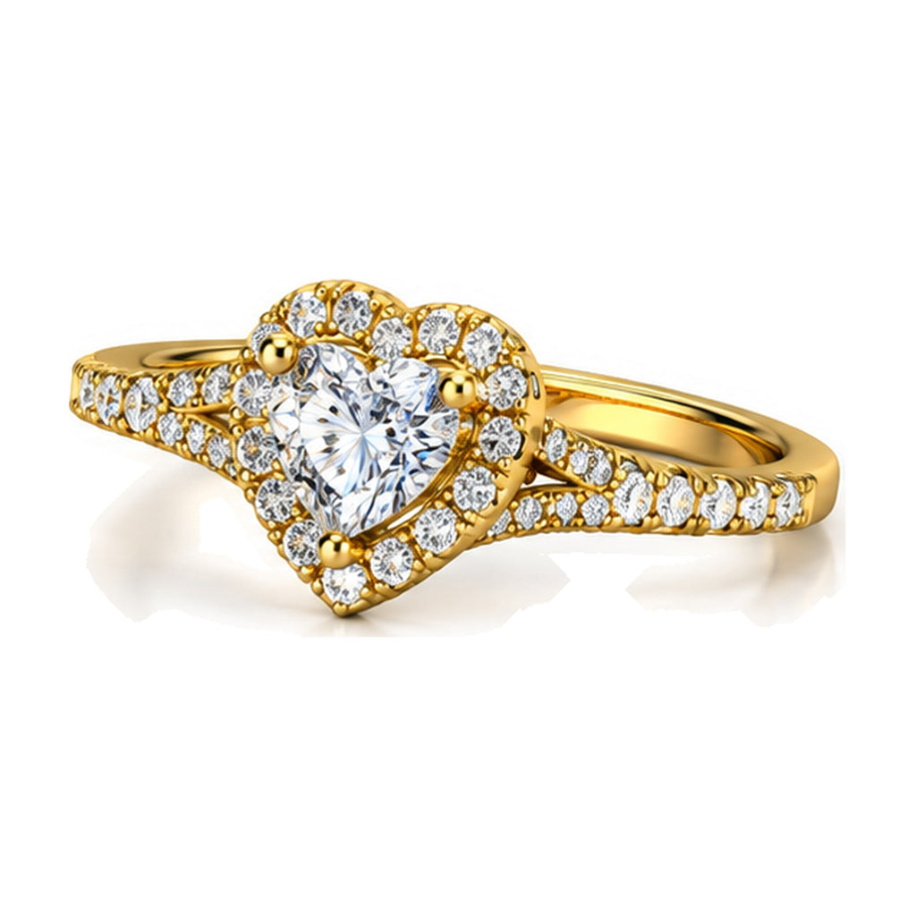 Heart Halo Split Shank Engagement Ring, 1.26 ct TW angle view