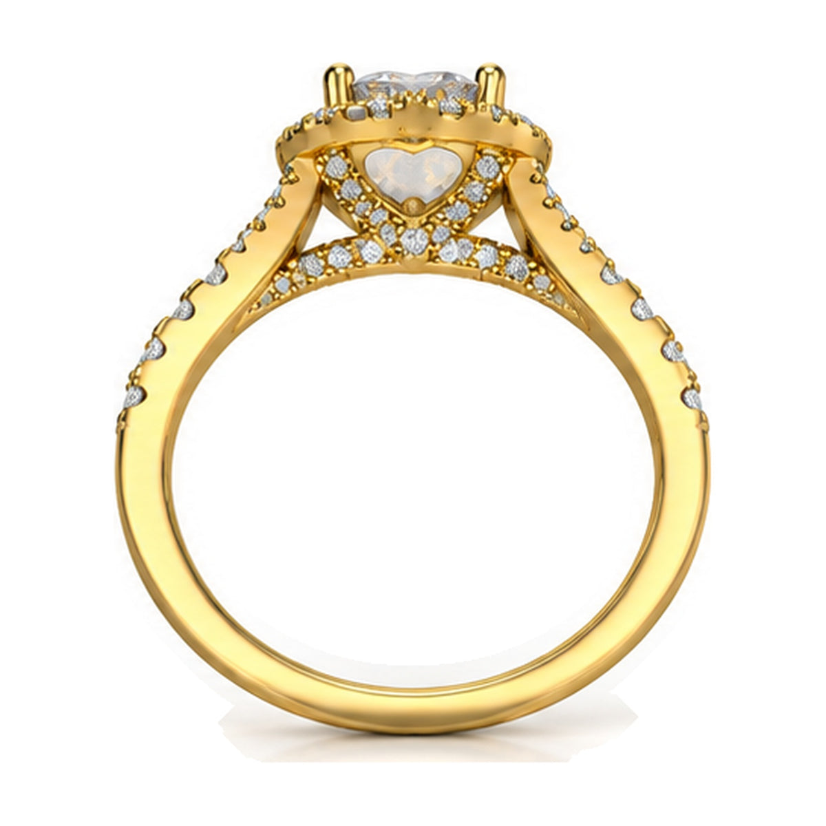 Heart Halo Split Shank Engagement Ring, 1.26 ct TW back view
