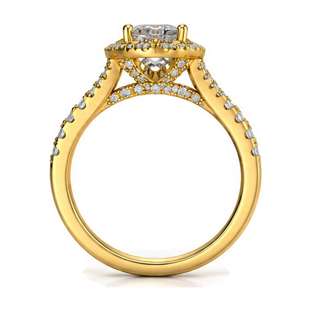 Heart Halo Split Shank Engagement Ring, 1.26 ct TW side view