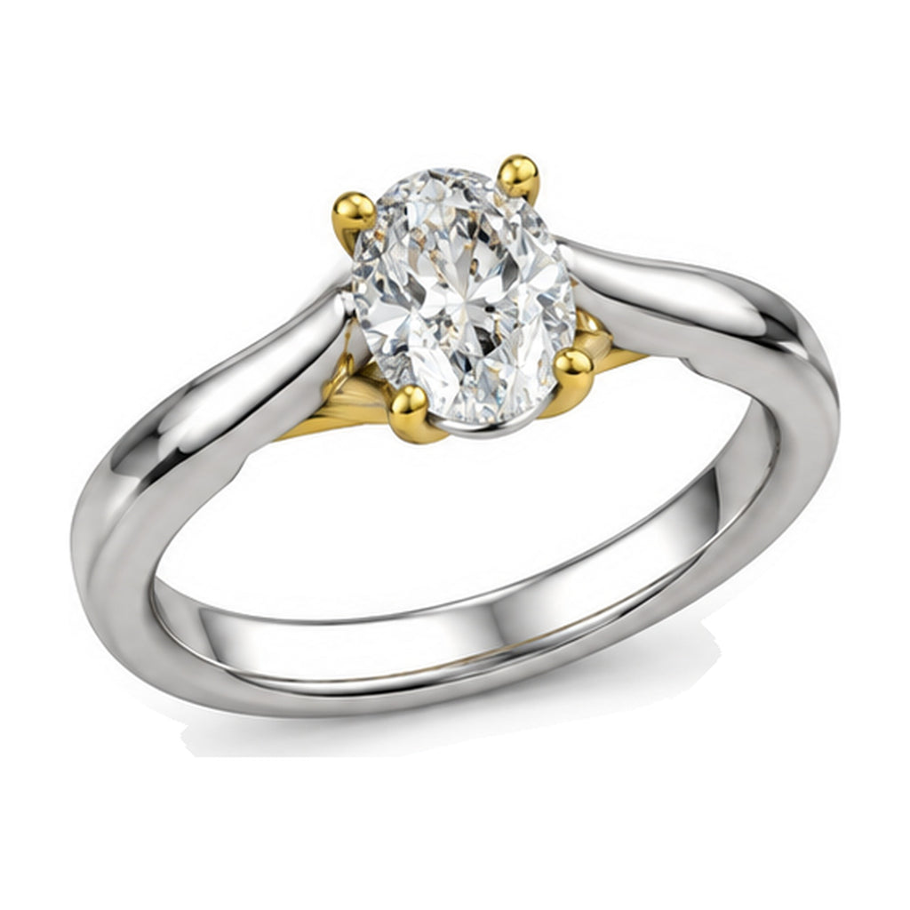 Oval Solitaire Crossover Prong Engagement Ring, 1.00 ct angle view