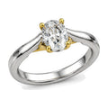Oval Solitaire Crossover Prong Engagement Ring, 1.00 ct angle view