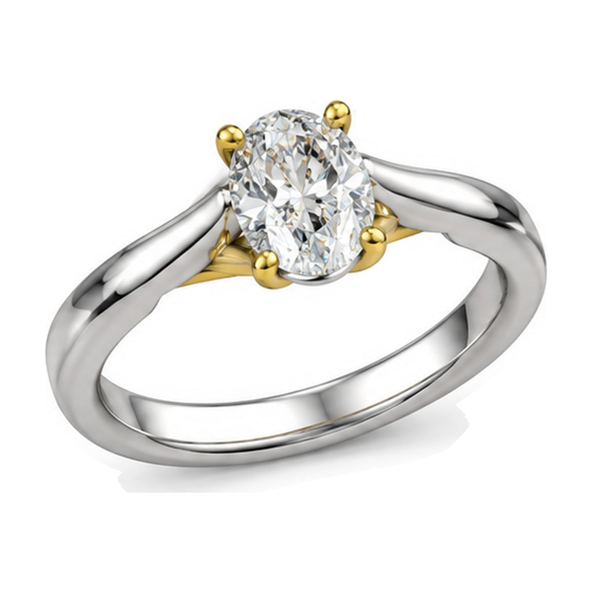 Oval Solitaire Crossover Prong Engagement Ring, 1.00 ct angle view