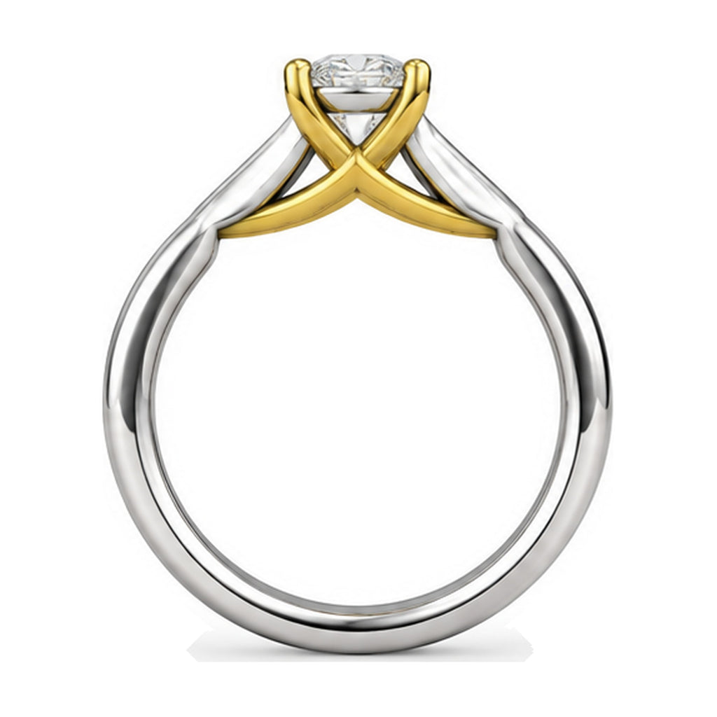 Oval Solitaire Crossover Prong Engagement Ring, 1.00 ct back view