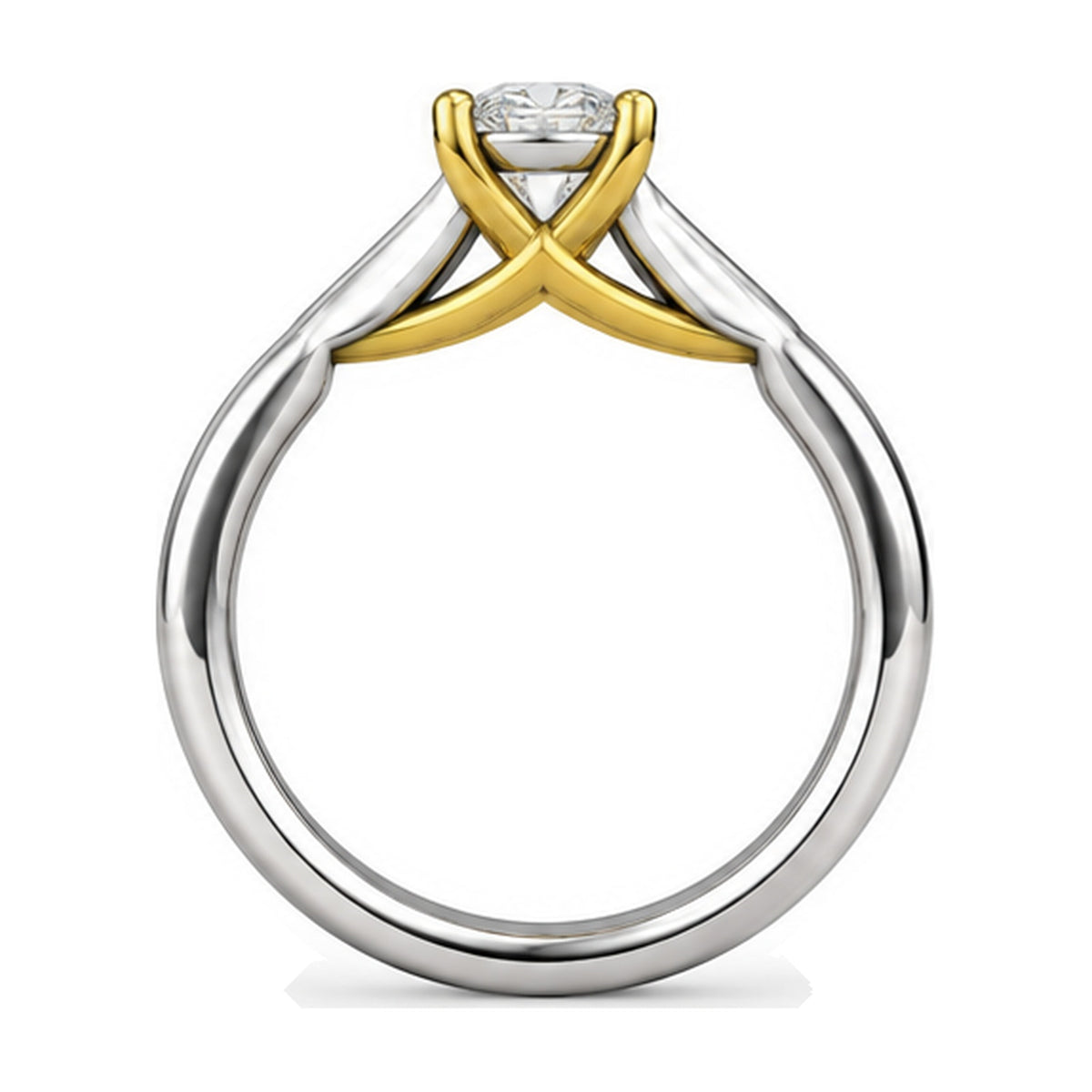 Oval Solitaire Crossover Prong Engagement Ring, 1.00 ct back view