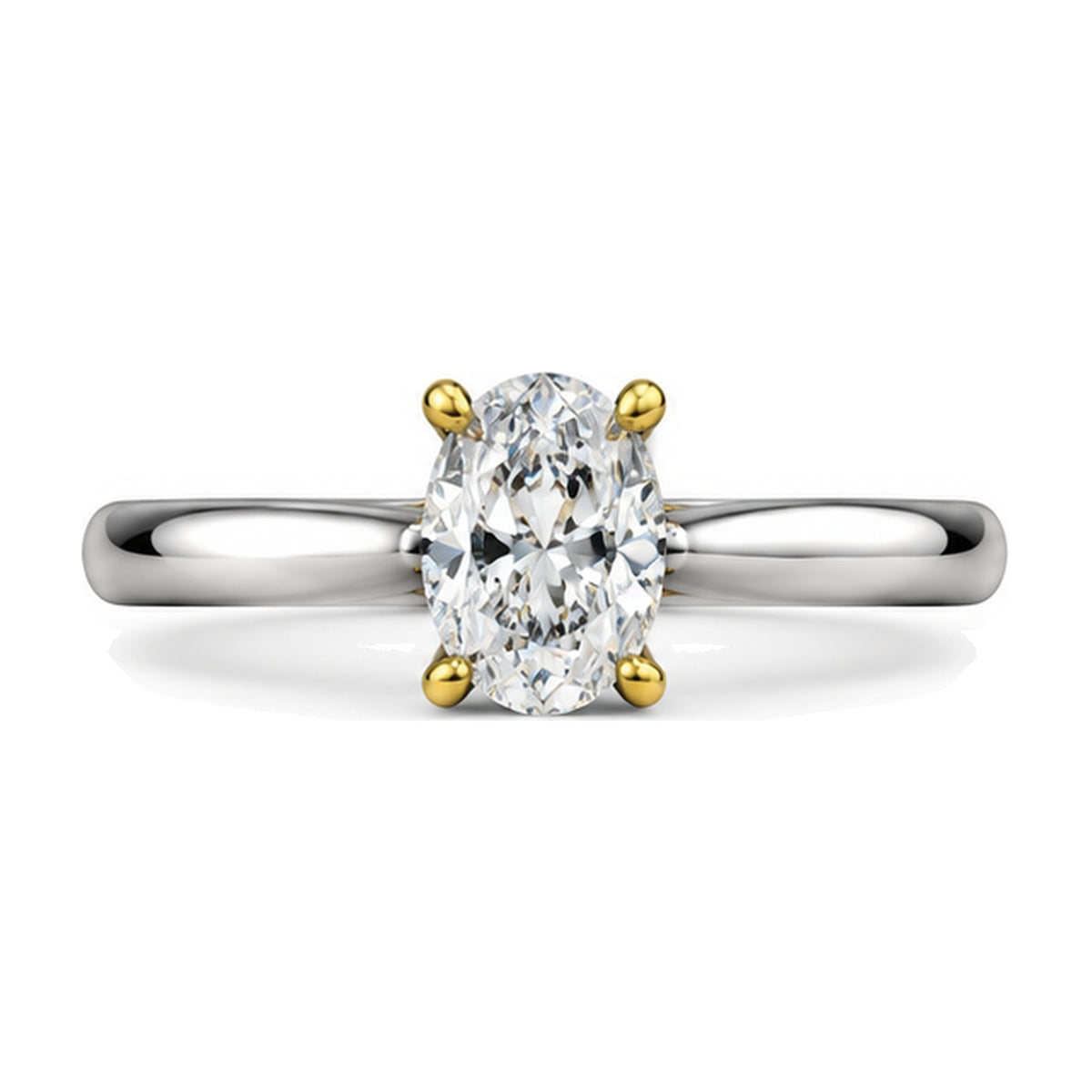 Oval Solitaire Crossover Prong Engagement Ring, 1.00 ct front view