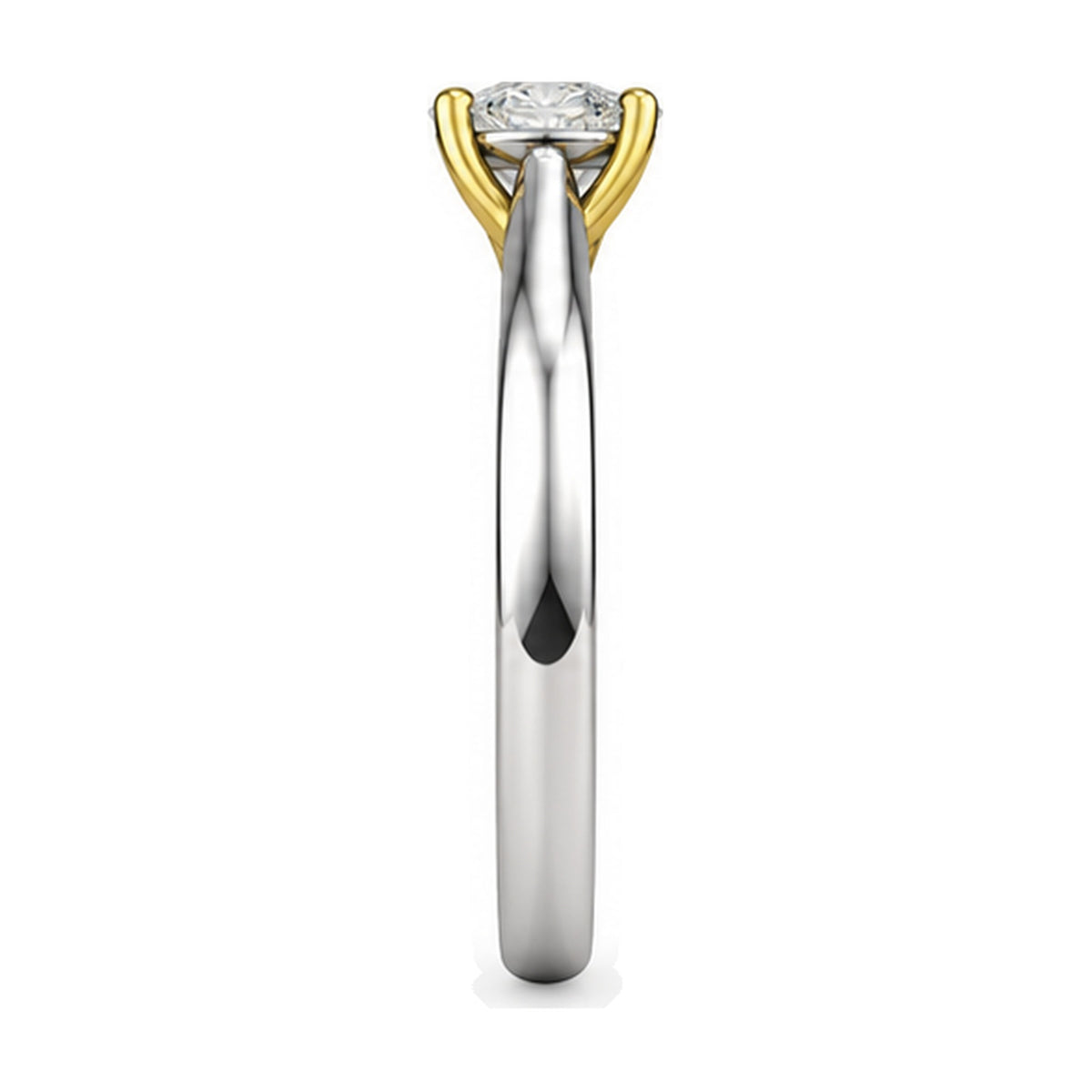 Oval Solitaire Crossover Prong Engagement Ring, 1.00 ct side view