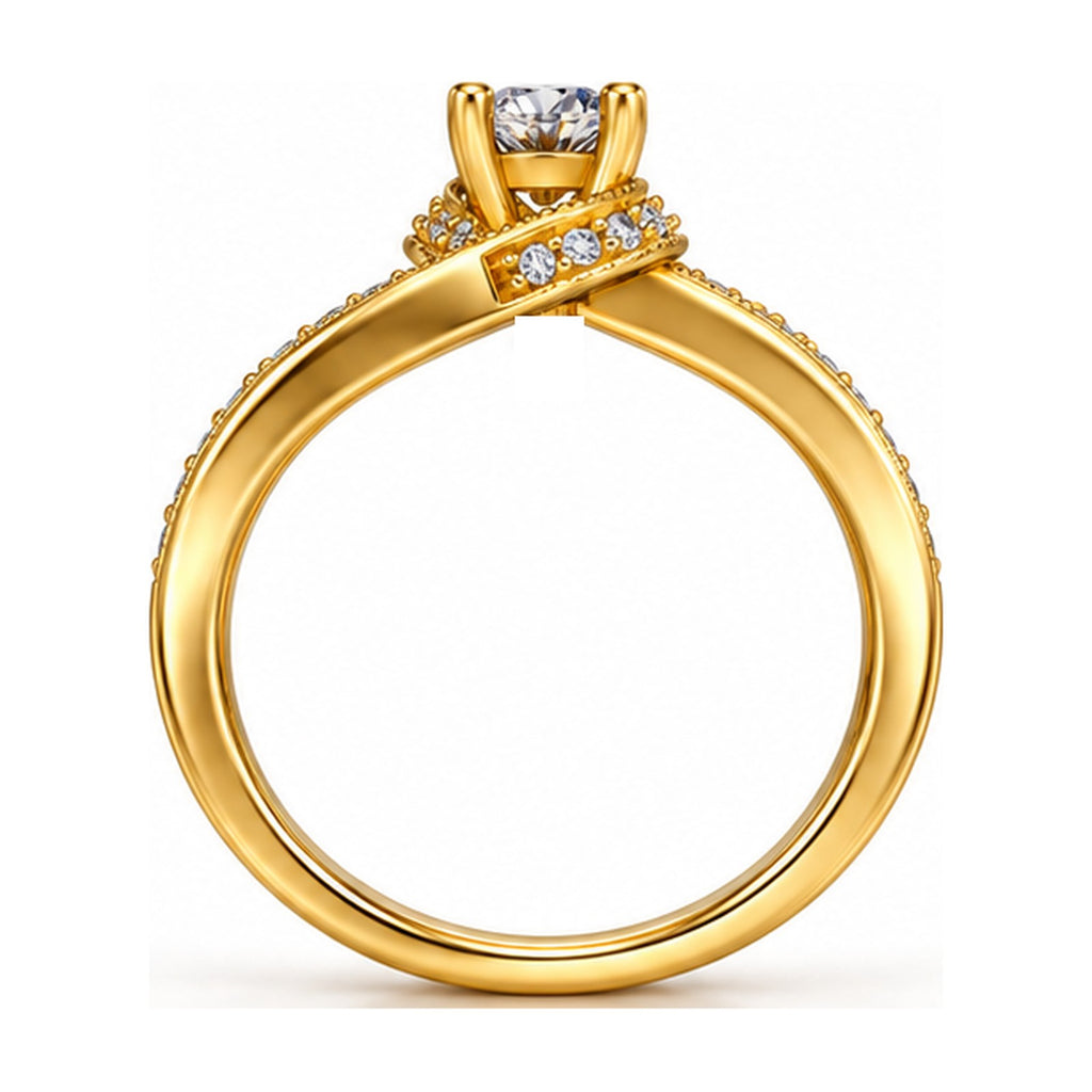 Round solitaire bypass twist engagement ring back view