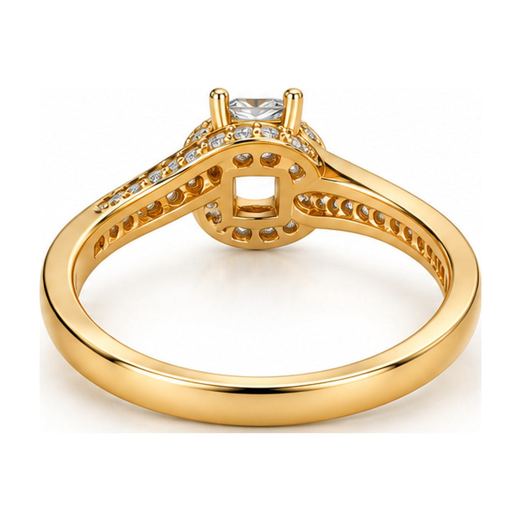 Princess cut solitaire bypass twist engagement ring back view
