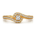 Princess cut solitaire bypass twist engagement ring top view