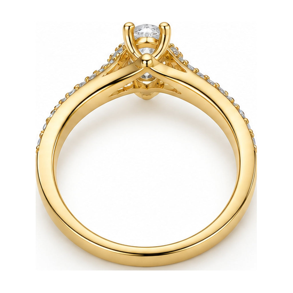 Oval solitaire bypass twist engagement ring back view