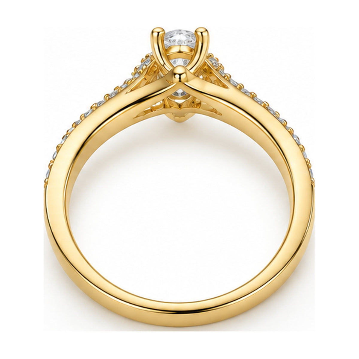 Oval solitaire bypass twist engagement ring back view