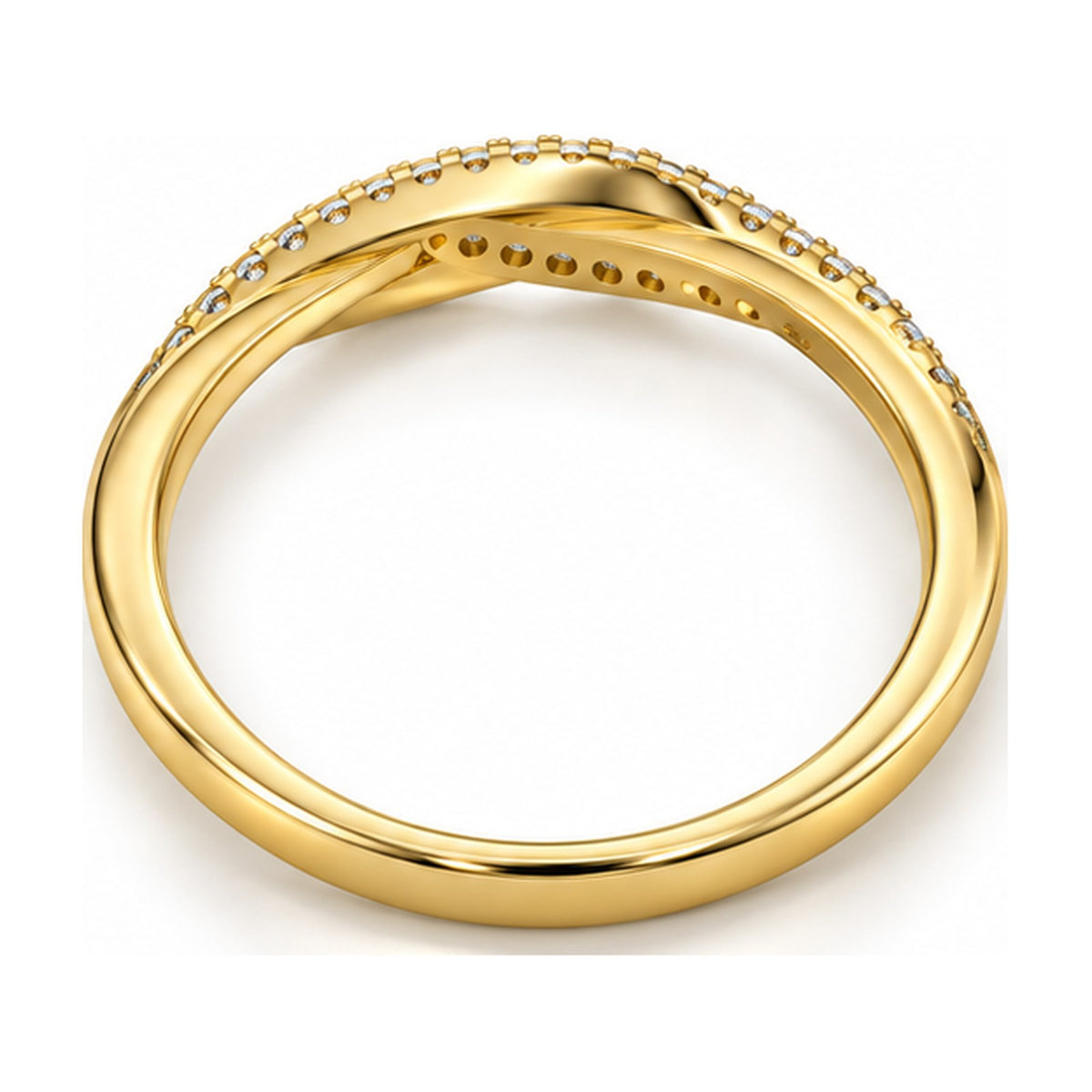 Twisted infinity pave band back view