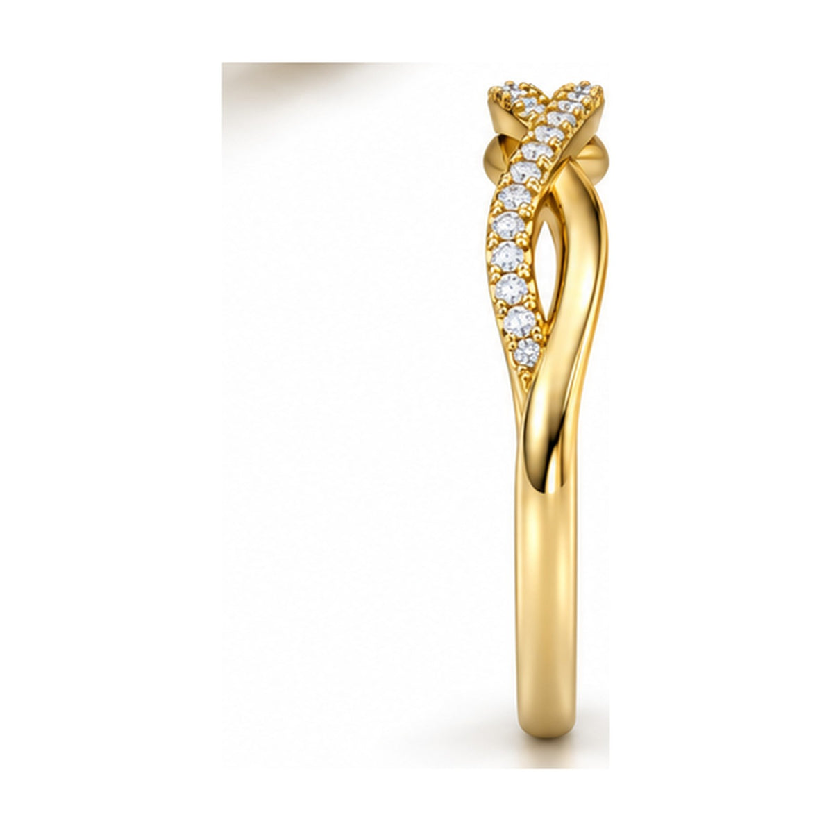 Twisted infinity pave band side view