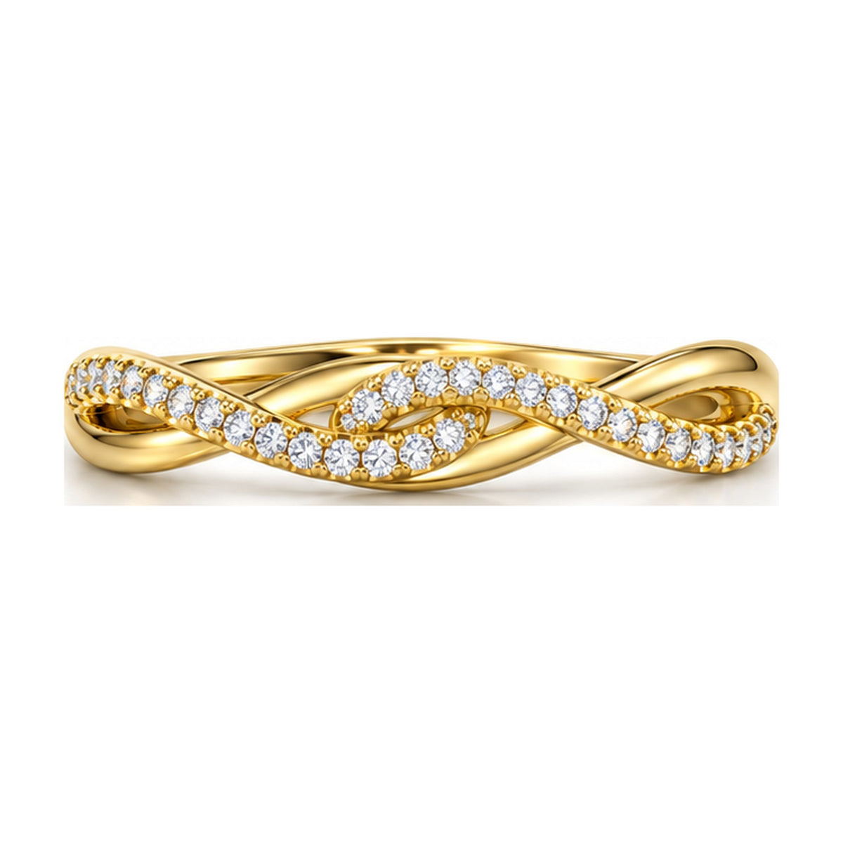 Twisted infinity pave band top view