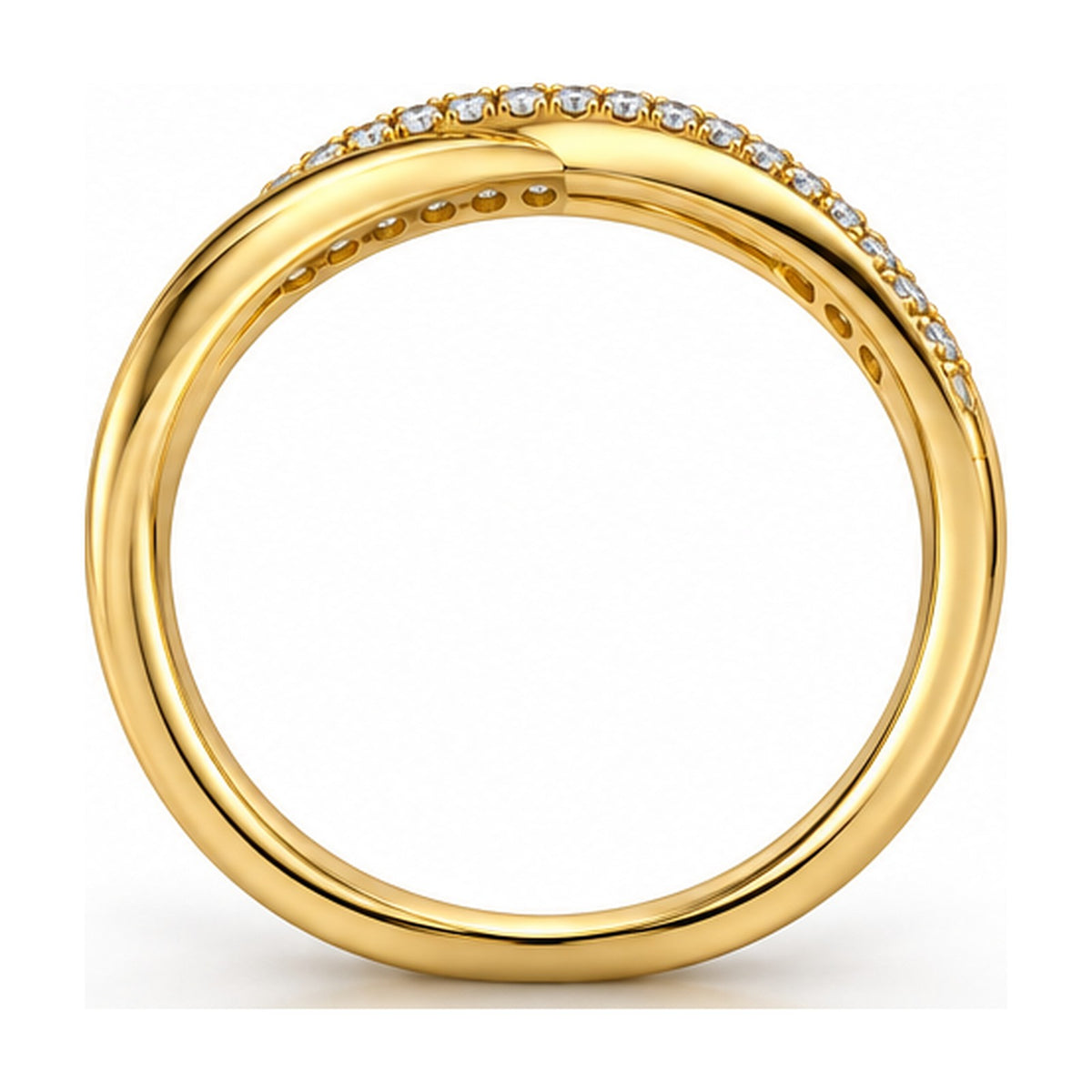Crossover twist pave band back view