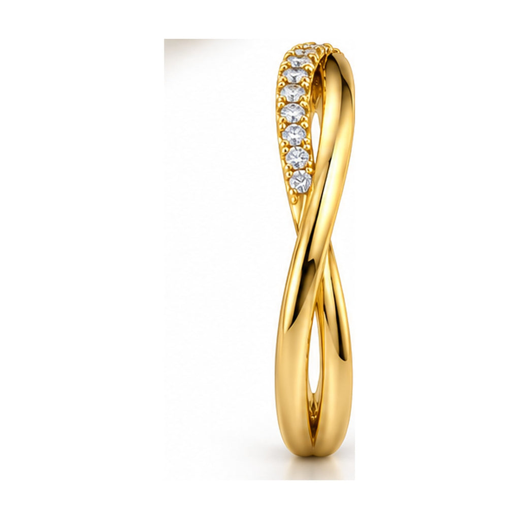 Crossover twist pave band side view