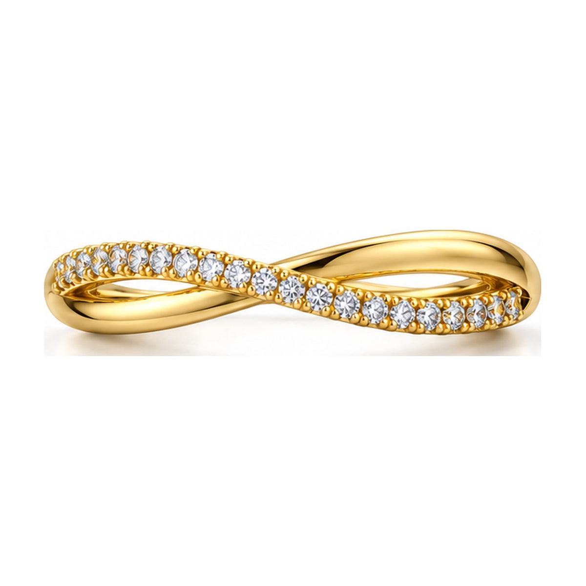Crossover twist pave band top view