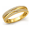 Crossover triple row pave band angled view