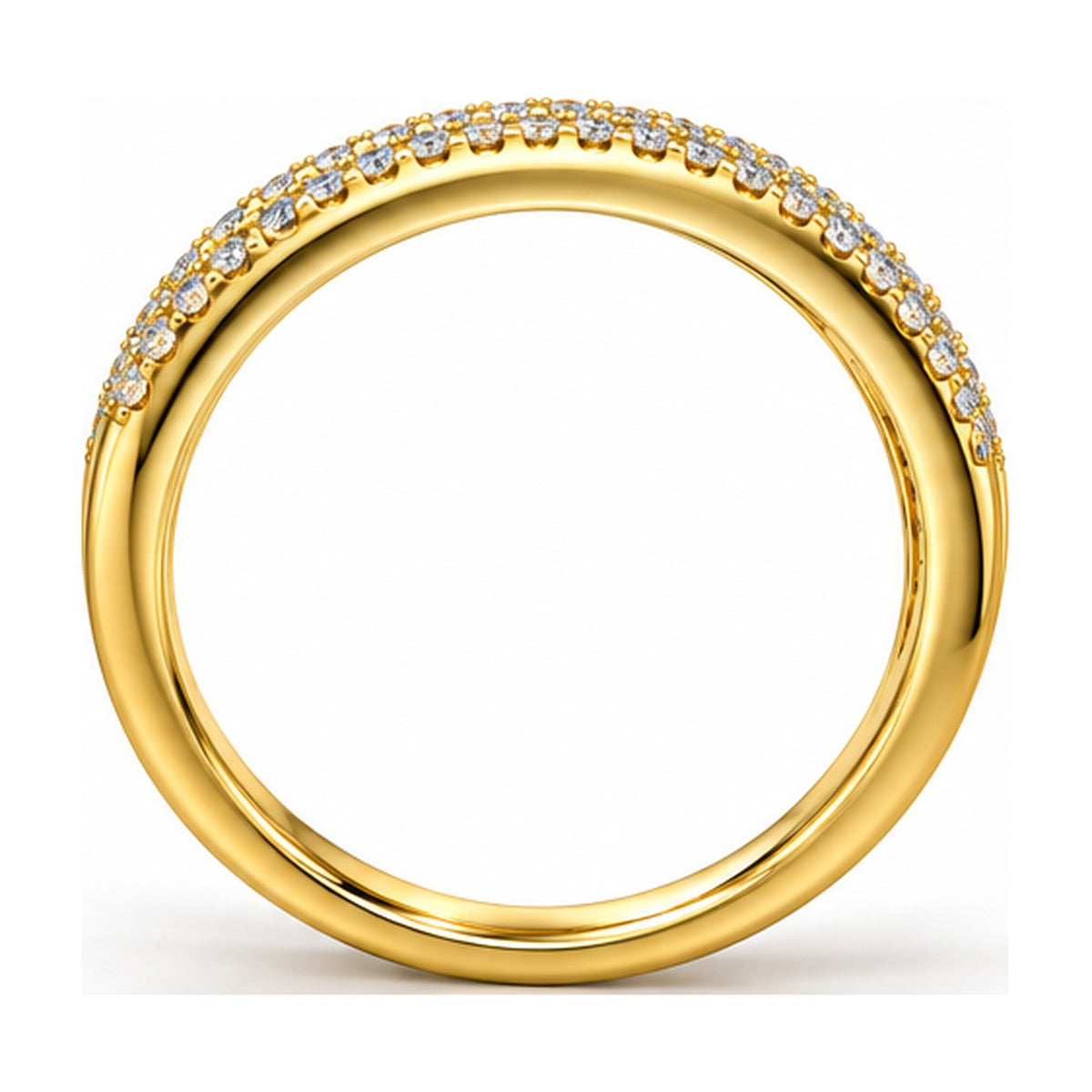 Crossover triple row pave band back view