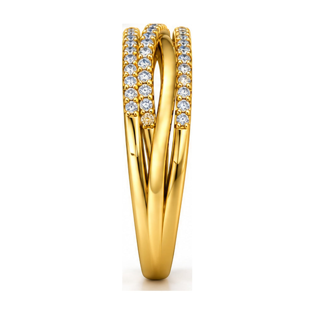 Crossover triple row pave band side view