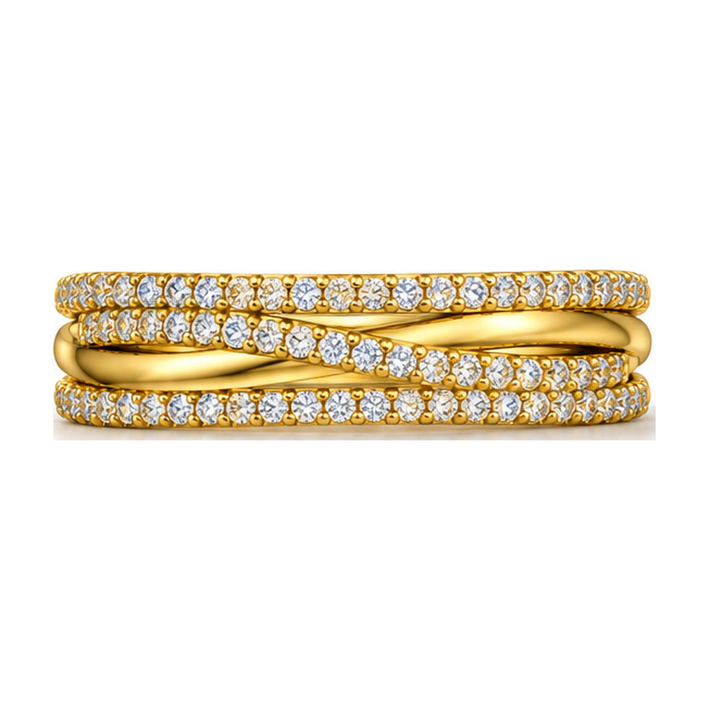 Crossover triple row pave band top view