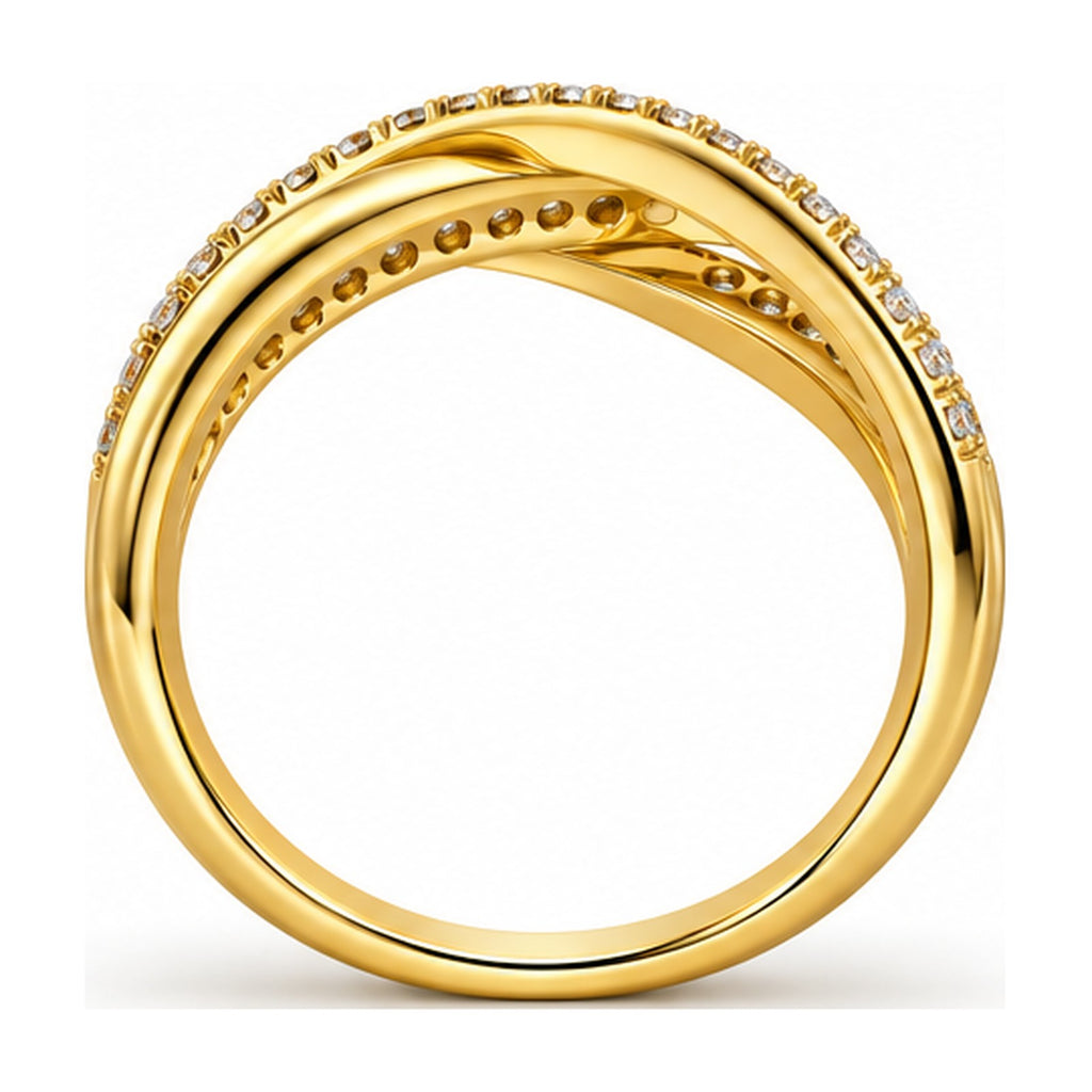 Wide triple crossover pave band back view