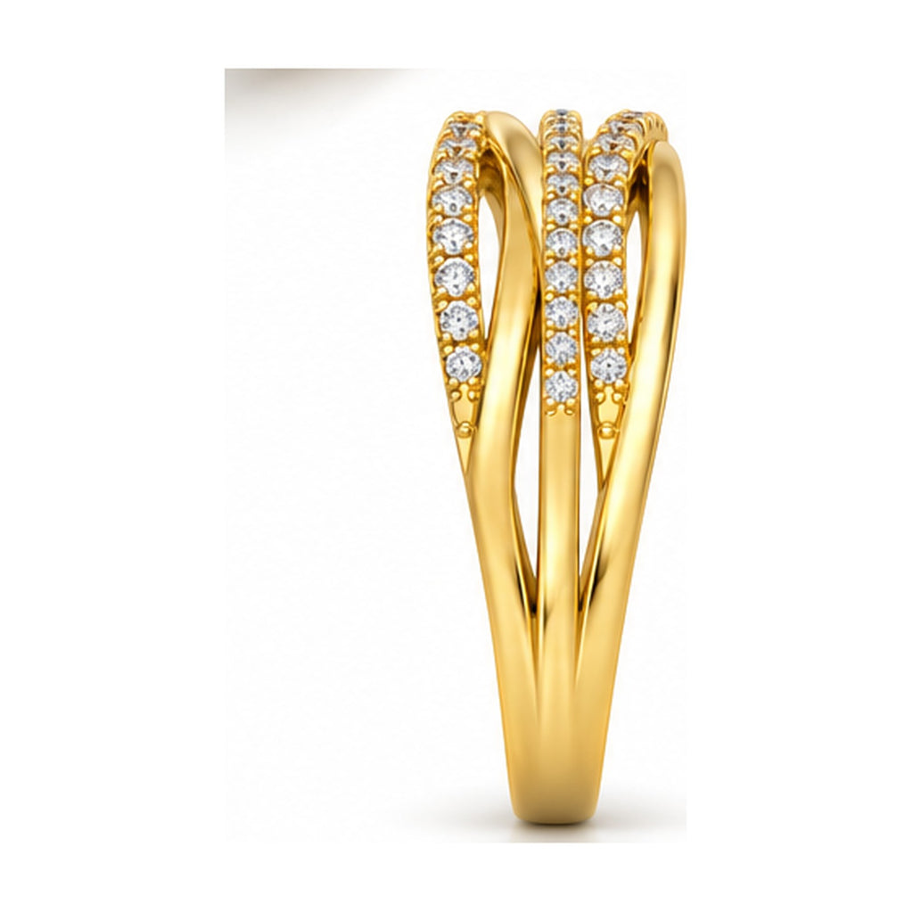 Wide triple crossover pave band side view