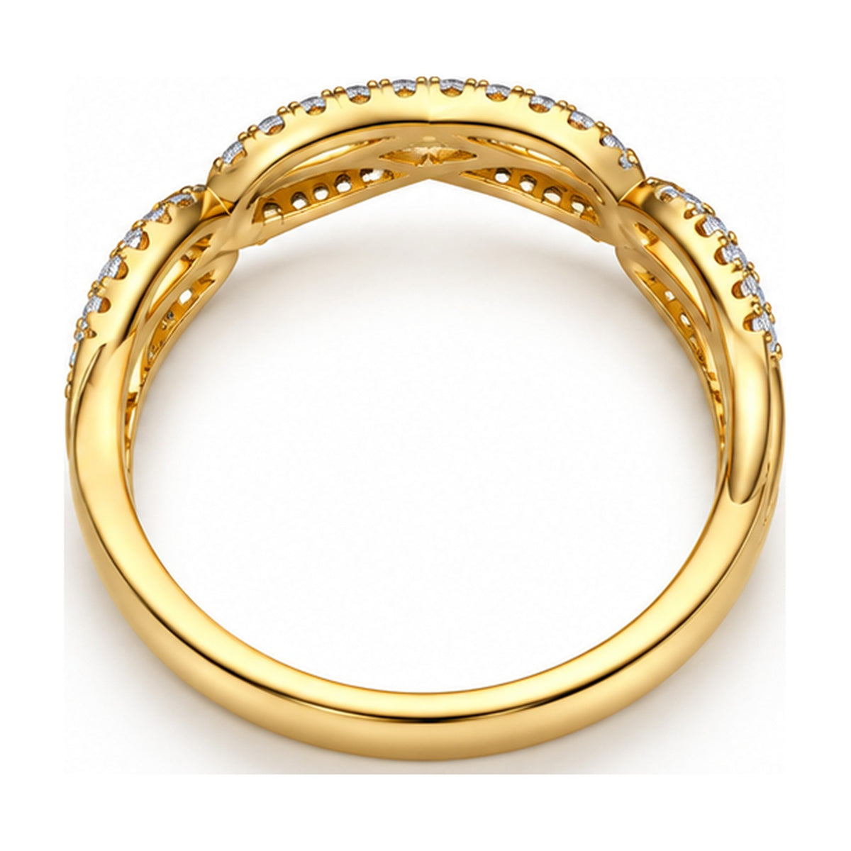 Braided infinity pave band back view