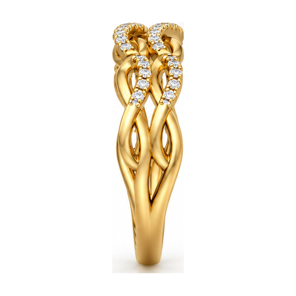 Braided infinity pave band side view