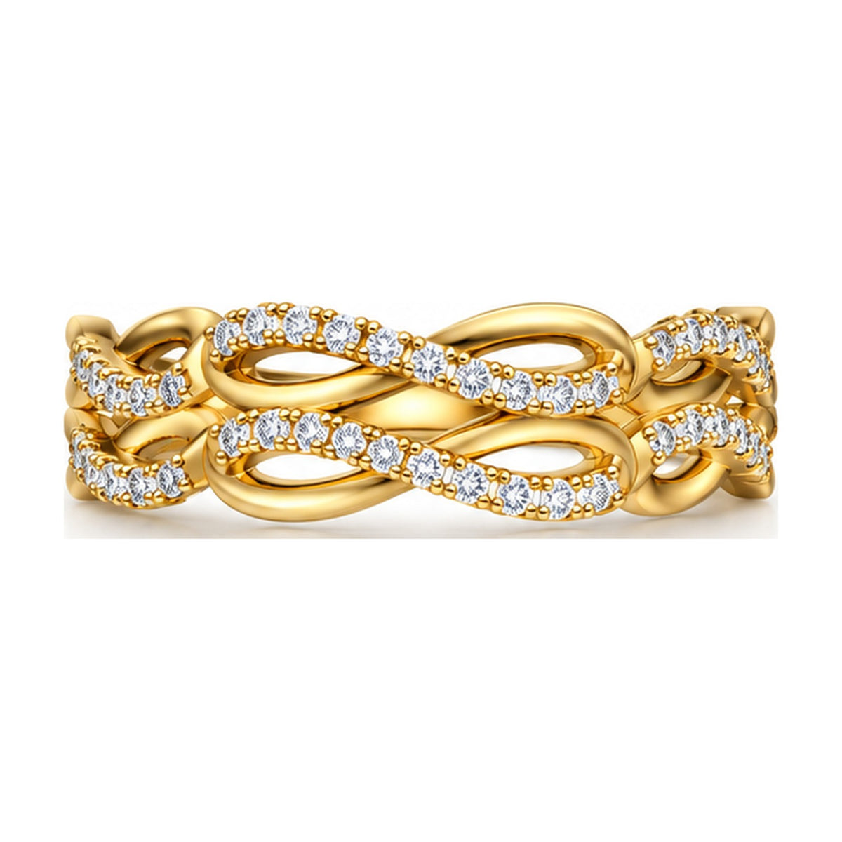 Braided infinity pave band top view