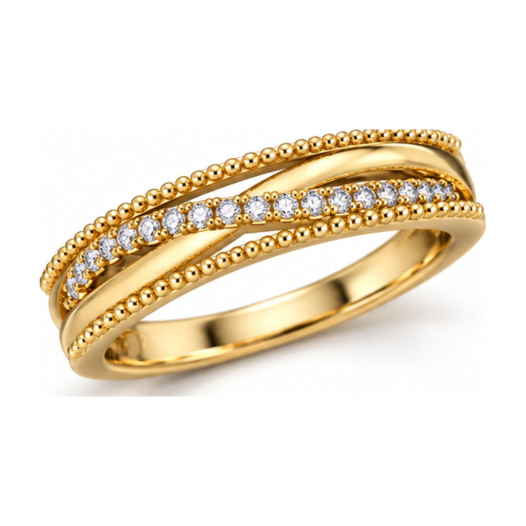 Beaded crossover pave band angled view