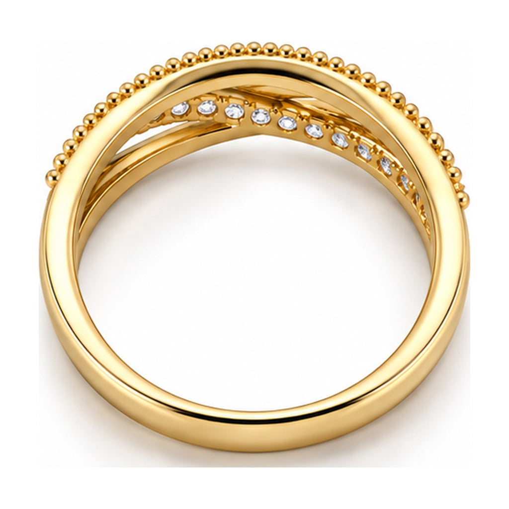 Beaded crossover pave band back view